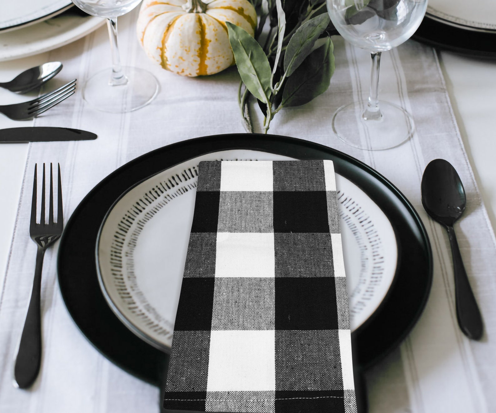 Black and White Checkered Napkins Reusable Cloth Napkins Etsy