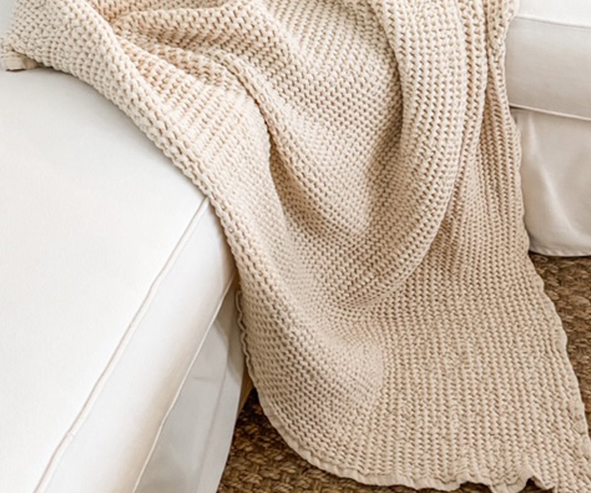 Waffle Blanket Queen Cotton Blanket Queen Size Natural Etsy