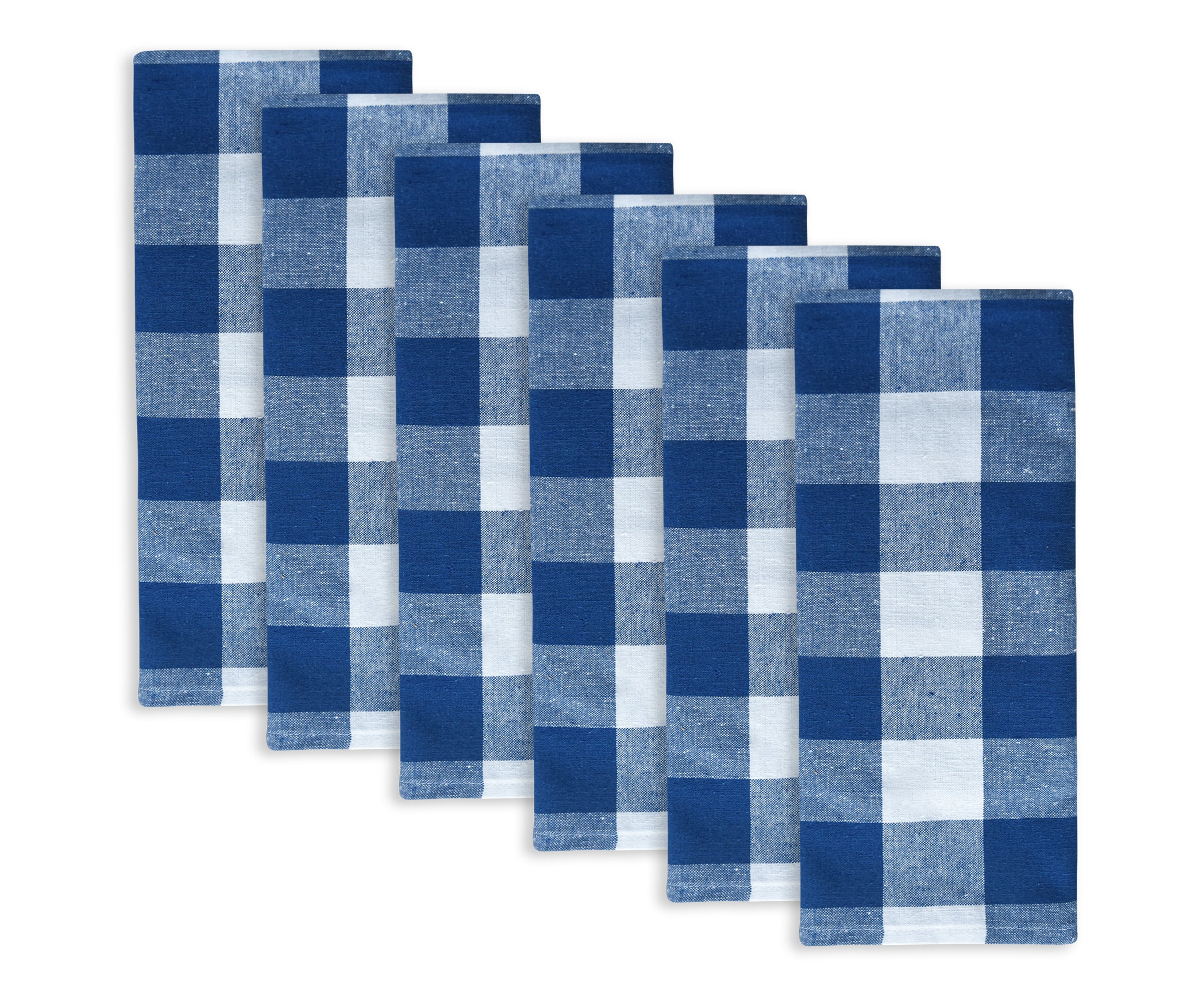 Kitchen Towel Set of 6 Cotton Dish Towels Blue/white Cotton 