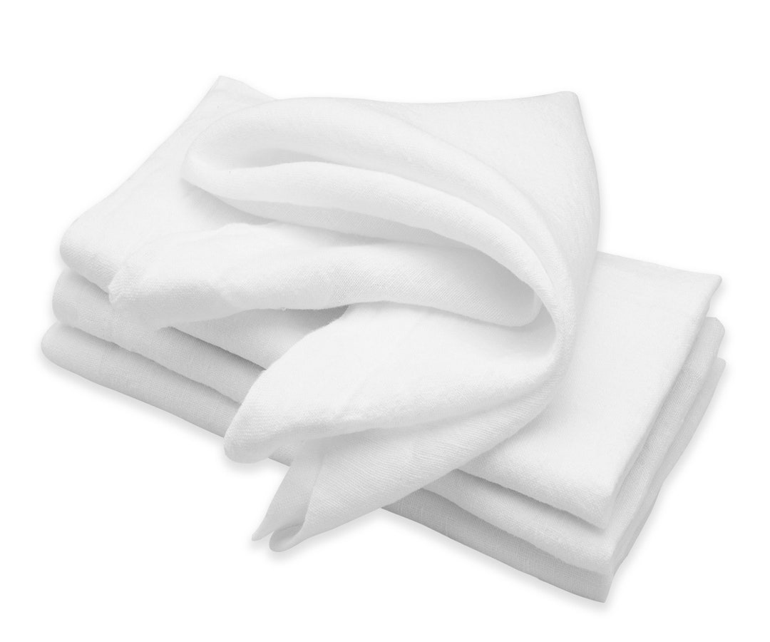 100 Pure Linen Napkins Set of 4, White Dinner Napkins, Farmhouse