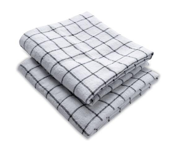 100% Cotton Kitchen Towels Dish Towels Set of 6 Buffalo Check Blue Towels  18x28
