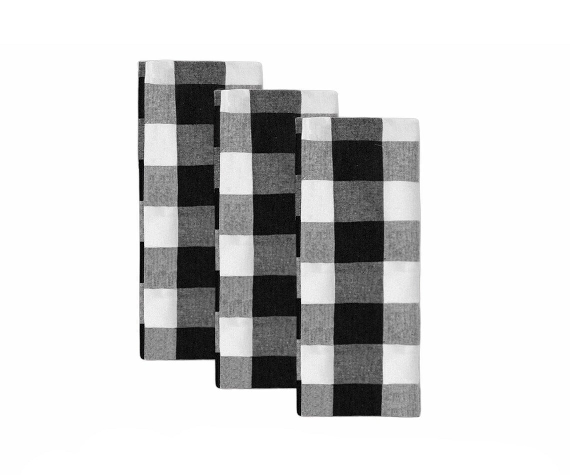 Black and White Dish Towels Buffalo Plaid Kitchen Towels Etsy
