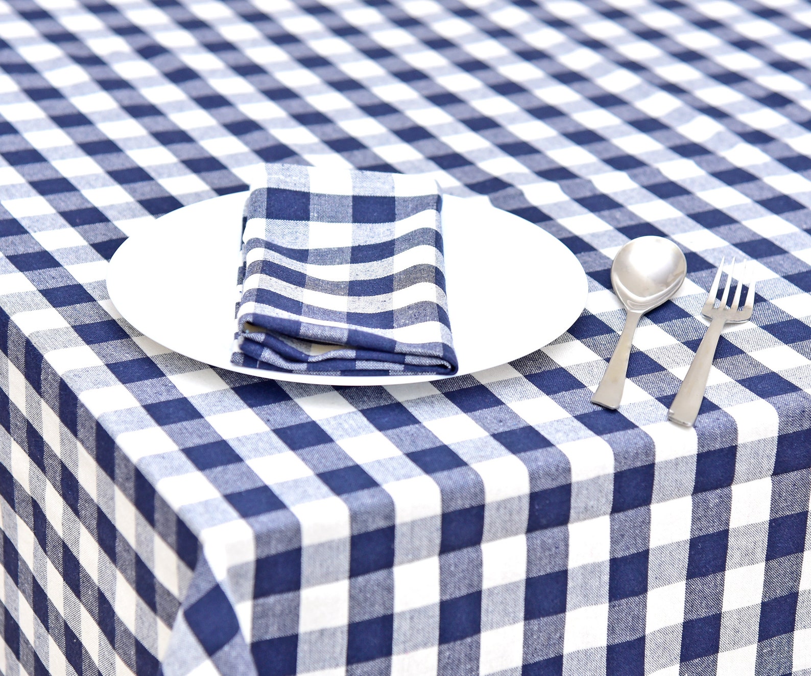 Blue Checked Napkins Cotton Checkered Napkins Navy Blue & Etsy
