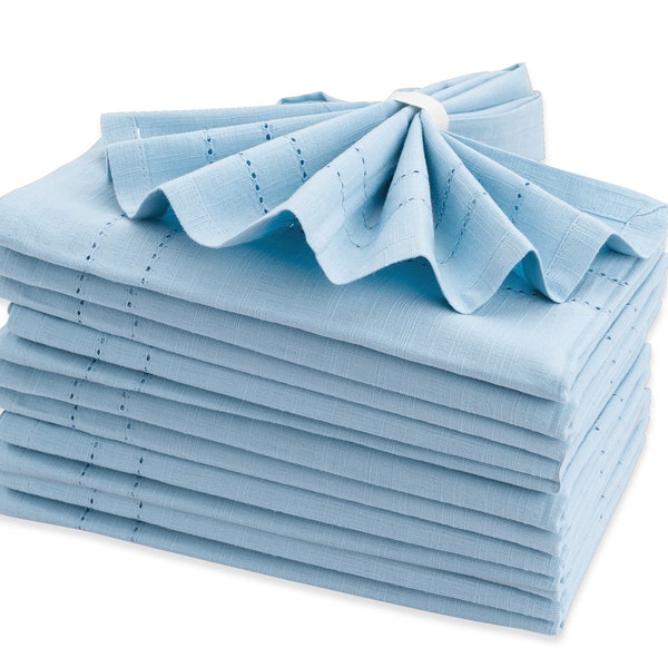 Cloth Napkins Set of 6/12, Cotton Dinner Napkins, Easter Light Blue Napkins, Double Hemstitch Linen Napkins, Wedding Table Napkins, 20x20"