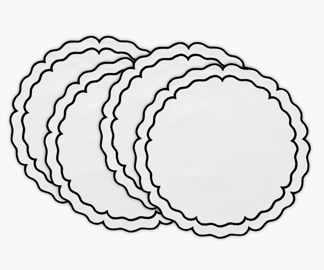 Round Placemats Set of 4 Black Placemats 16 Cloth Etsy