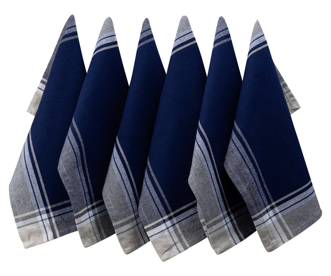 Cloth Napkins, Set of 6, Cotton Dinner Napkins, Navy Blue Cloth Napkins
