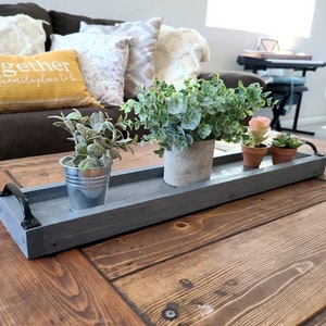 Rustic Long Wood Tray, Tray with handles, Centerpiece, home decor, dining table decor, living room decor, farmhouse, wood tray, decorative