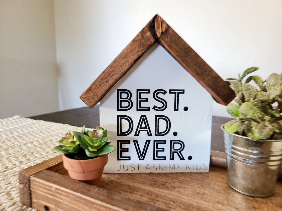 Father's Day Gift, Tier Tray Decor, Dad, Wood House, House Shaped Wood ...