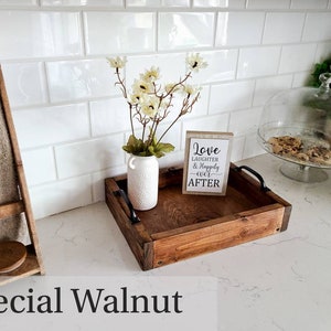 Rustic Ottoman Tray Table Tray With Handles Farmhouse Wood Tray