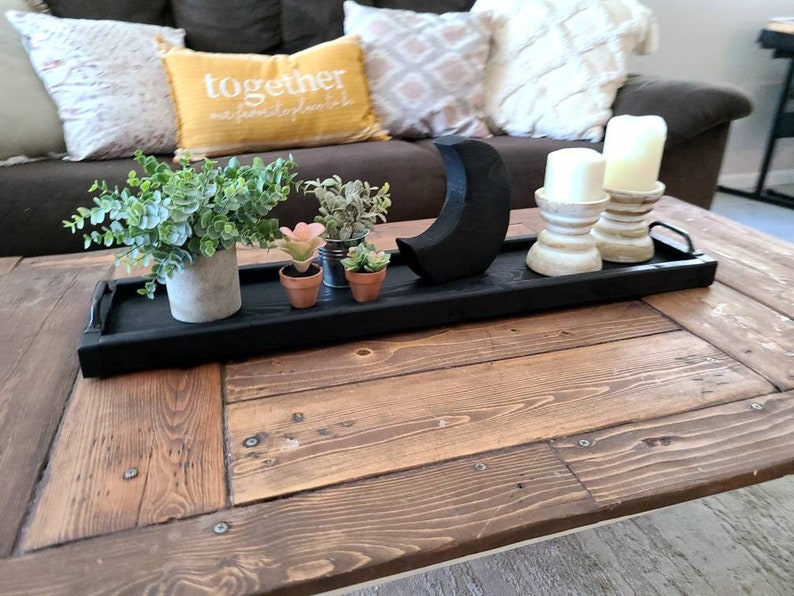 Rustic Long Wood Tray Tray With Handles Centerpiece Home - Etsy
