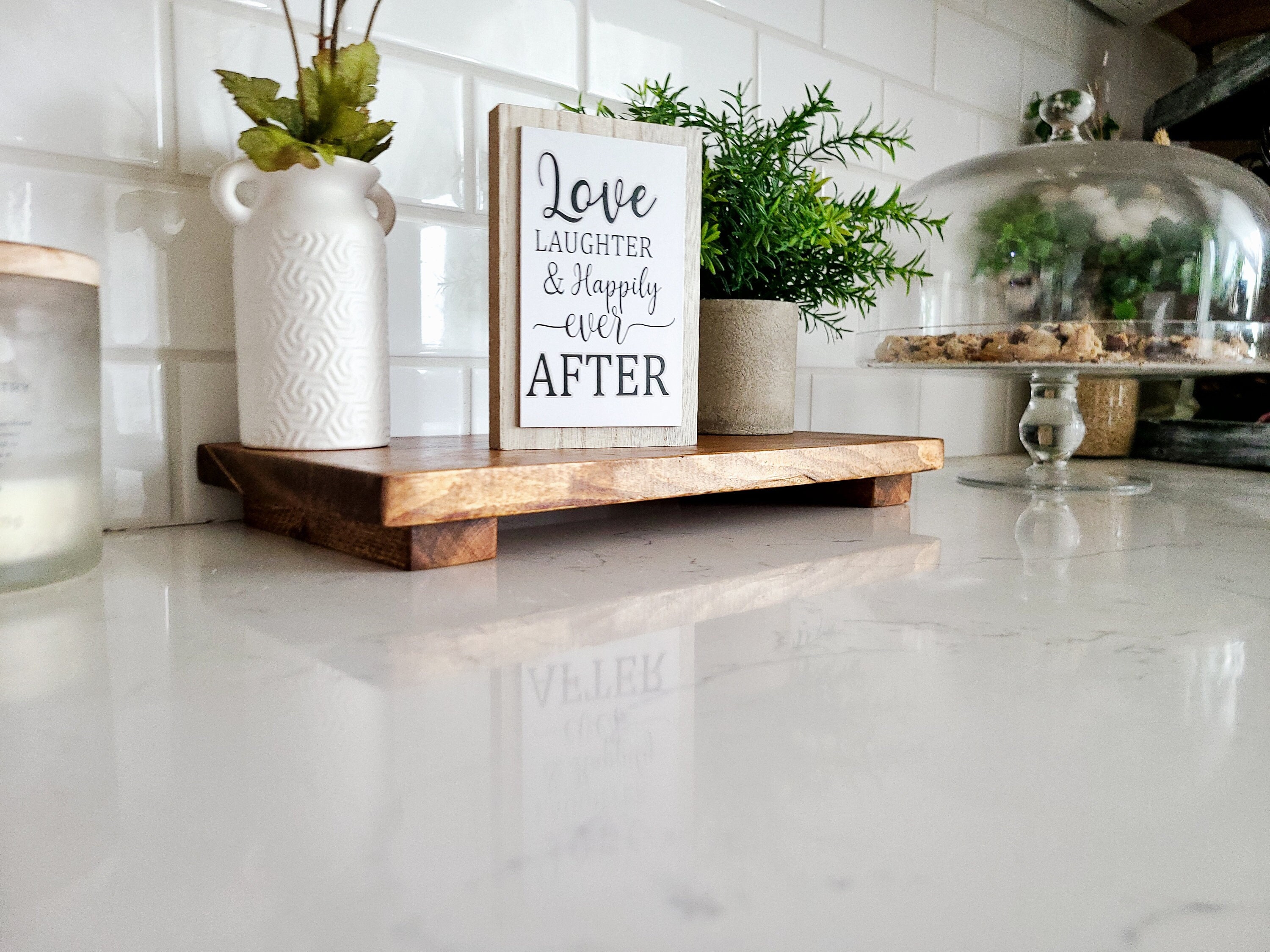 Wood Riser, Boho, Farmhouse decor, rustic tray, riser, wood tray