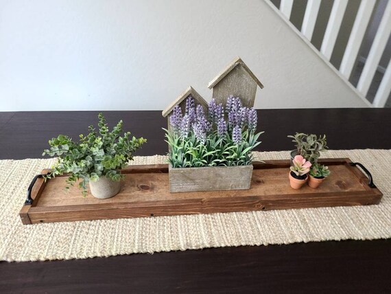 Rustic Long Wood Tray Tray With Handles Centerpiece Home Decor