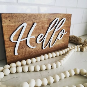 Hello Mantel Decor, Wood Block Sign, entryway sign, front door sign, word sign, 3d sign, wood cutout sign, home decor, wood decor, welcome