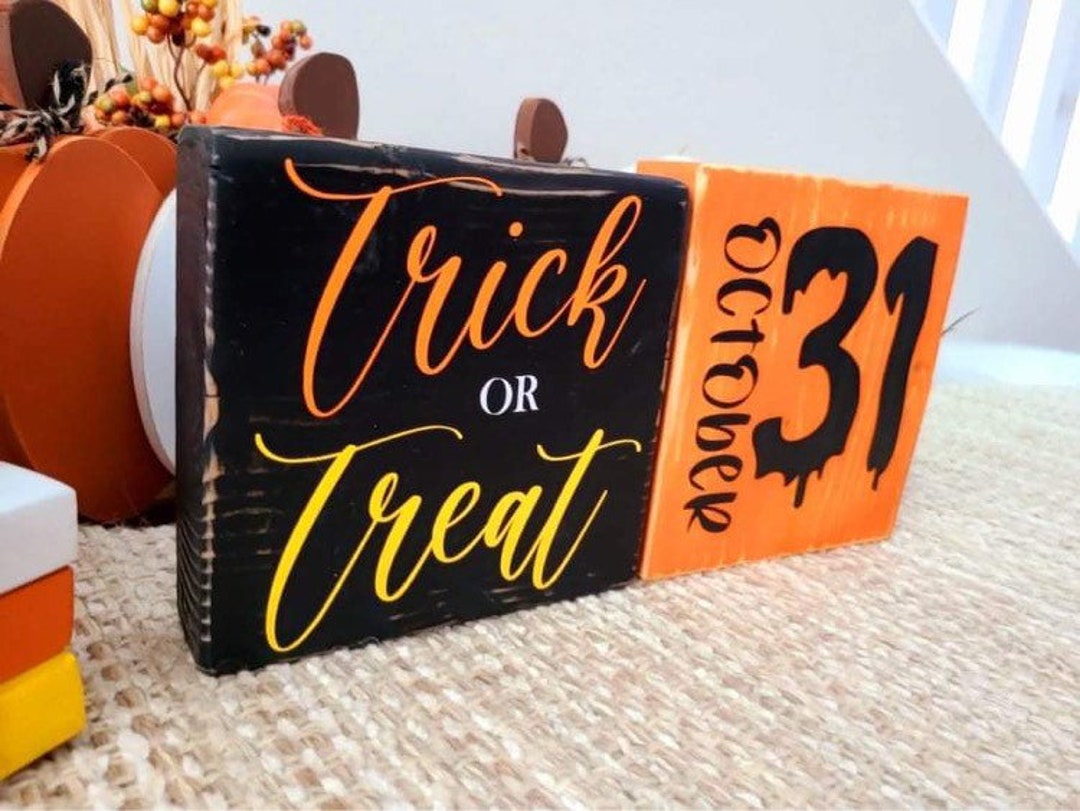 Halloween Decor, Wood Blocks, Halloween Decor, Halloween Shelf Decor