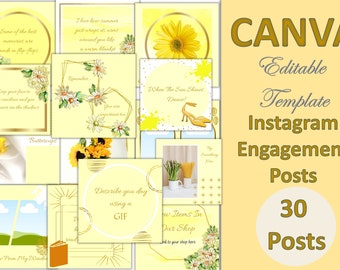 Canva Instagram Posts Templates. Summer Engagment Pack - Creative Instagram Templates - Canva Designs. Commercial Use