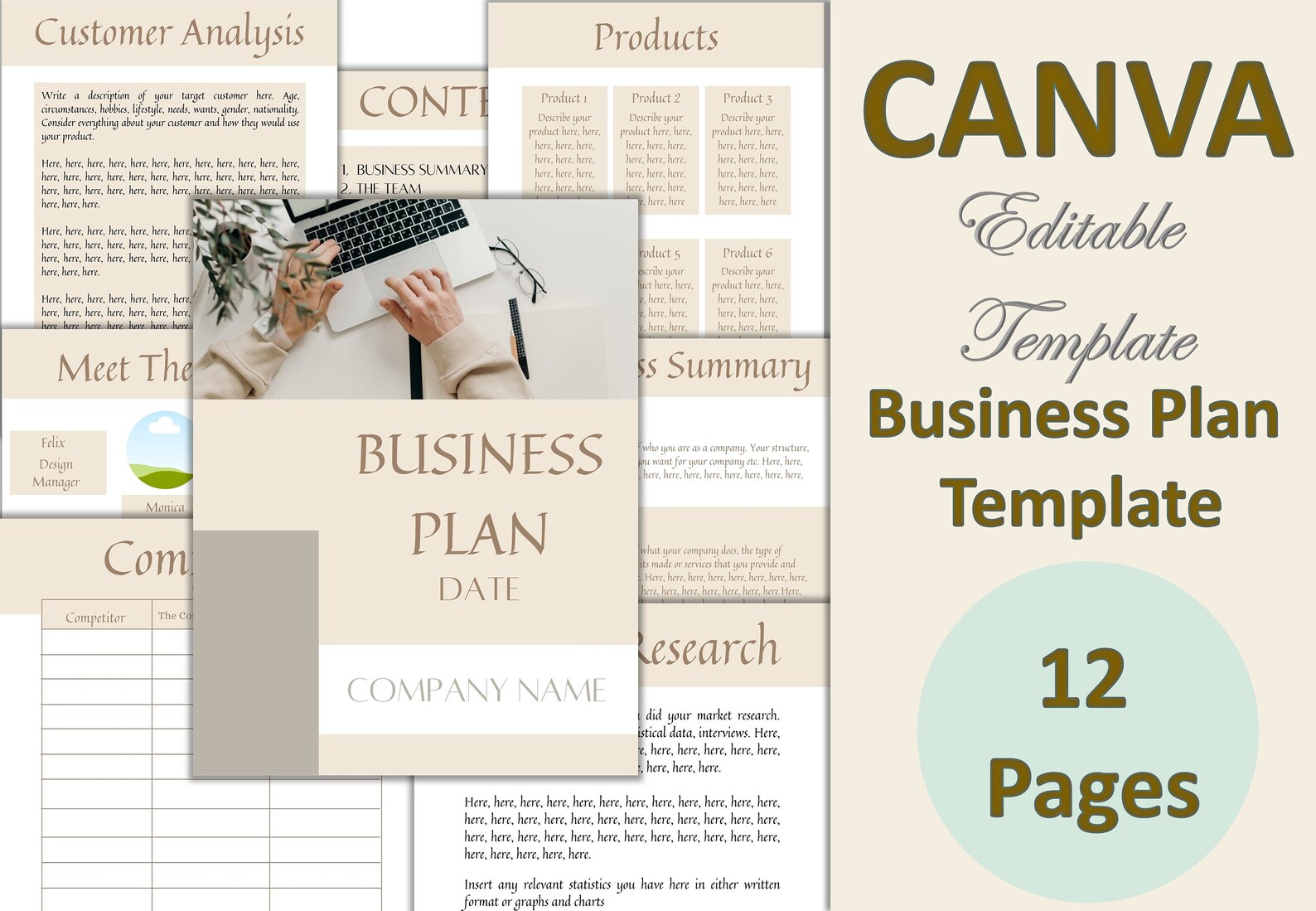 Canva Editable Busines Plan Template 12 Pages Neutral Etsy Canva Editable Busines Plan Template 12 Pages Neutral Etsy