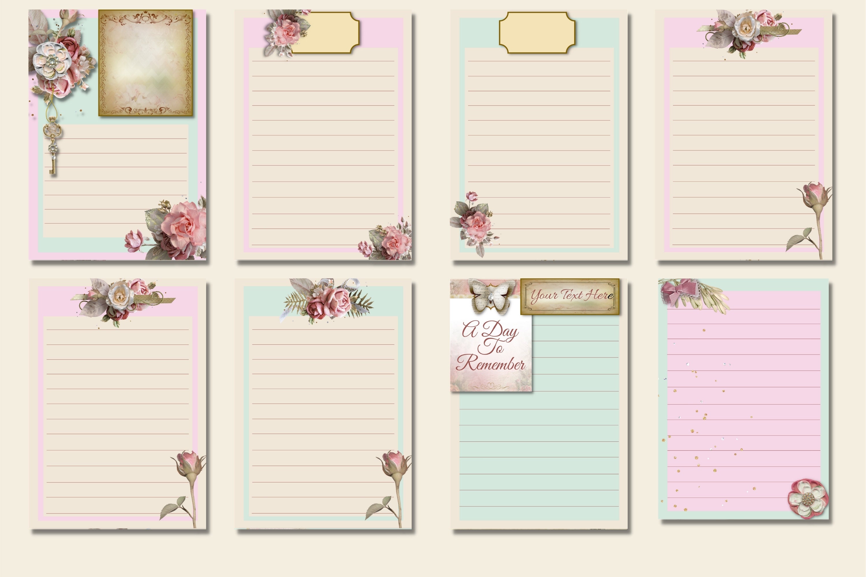 Canva Editable Journal Templates. 14 pages. Victorian Chic. | Etsy