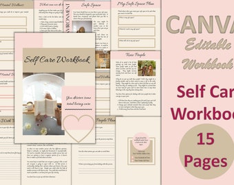 Canva Editable Self Care Workbook. 15 pages. Life Coach workbook, Neutral colours. Fully written Tasks and information. Commercial Use