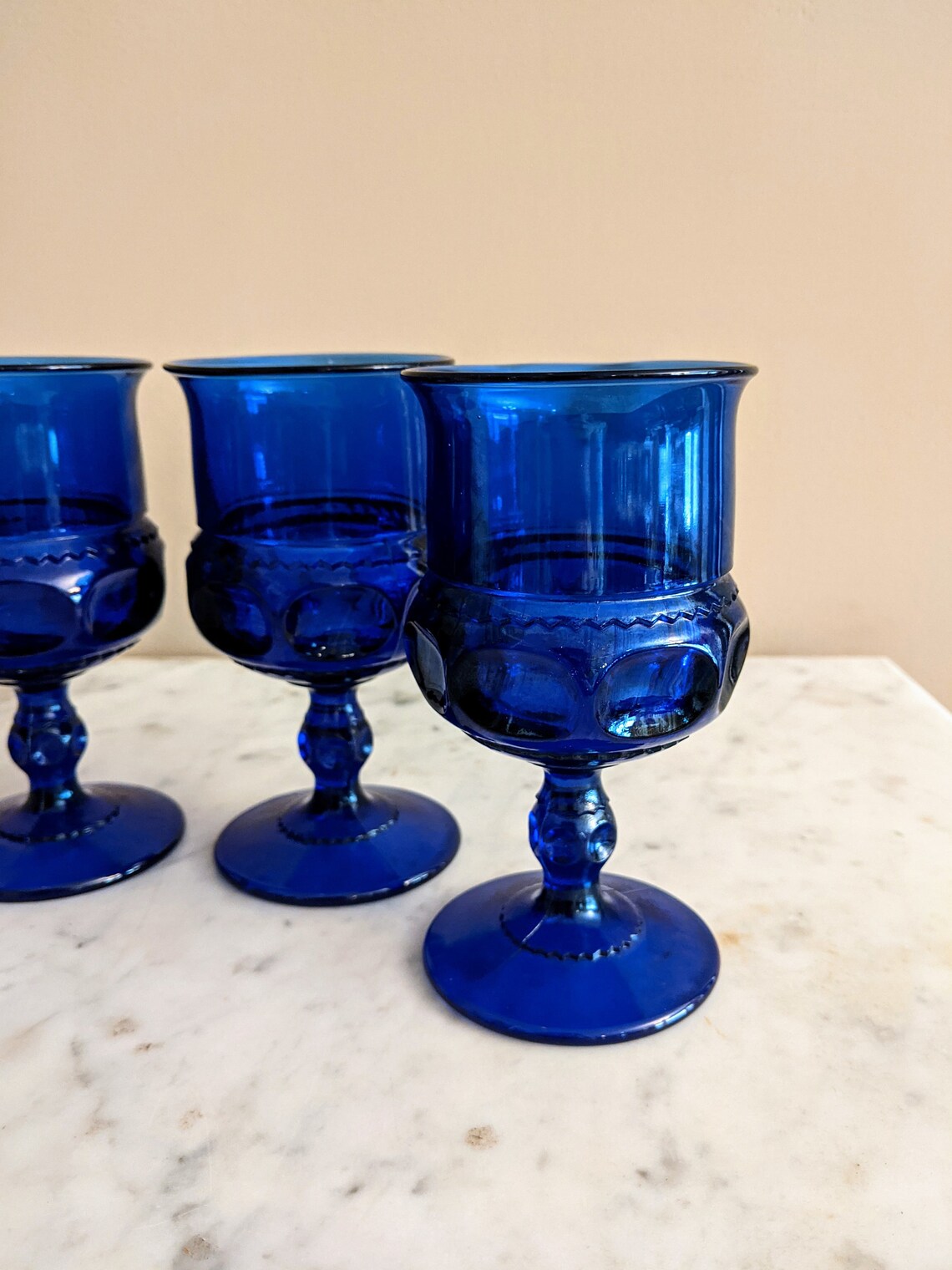 Vintage Cobalt Blue Indiana Glass Goblets Set Of 4 Etsy