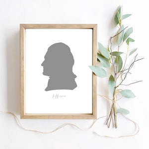 Thomas Jefferson Silhouette Printable Wall Art, USA President Home or Office Decor, Founding Fathers Patriotic Americana Art Print