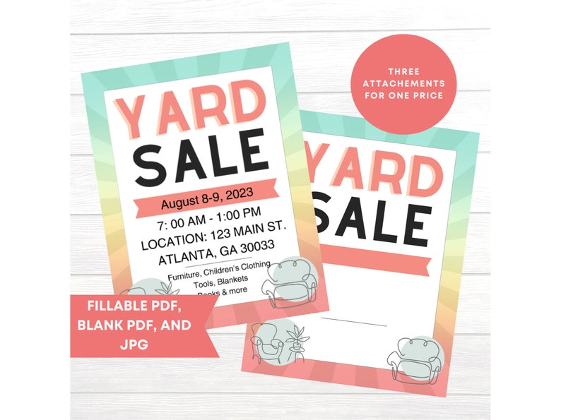 Editable Garage Sale Flyer Personalized Yard Sale Sign Poster