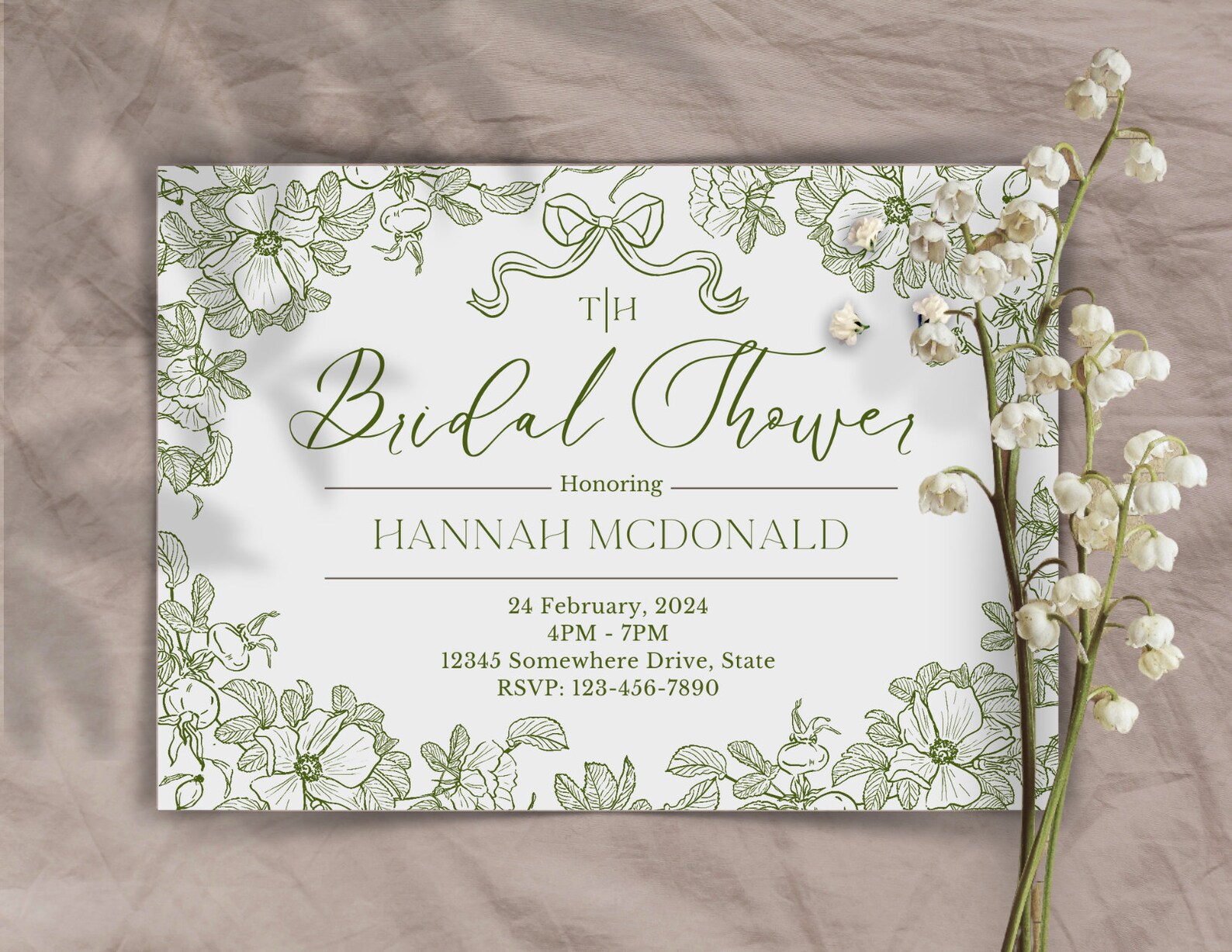 Personalized Bridal Shower Printable Set Greenery Bride Party Templates ...