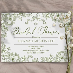 Personalized Bridal Shower Printable Set Greenery Bride Party Templates ...