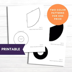 DIY Halloween witch hat printable, paper witch hat template, witch hat paper garland, spooky party Halloween decor, witch hat printable PDF, printable witch hat decoration, Halloween paper project, witch hat craft for kids, printable Halloween decor, cute witch hat bunting