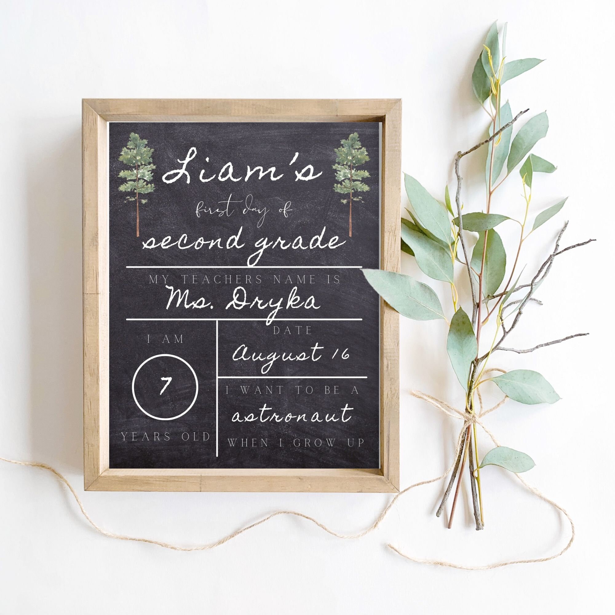 Chalkboard First Day of School Sign Printable Minimal, Gender Neutral ...