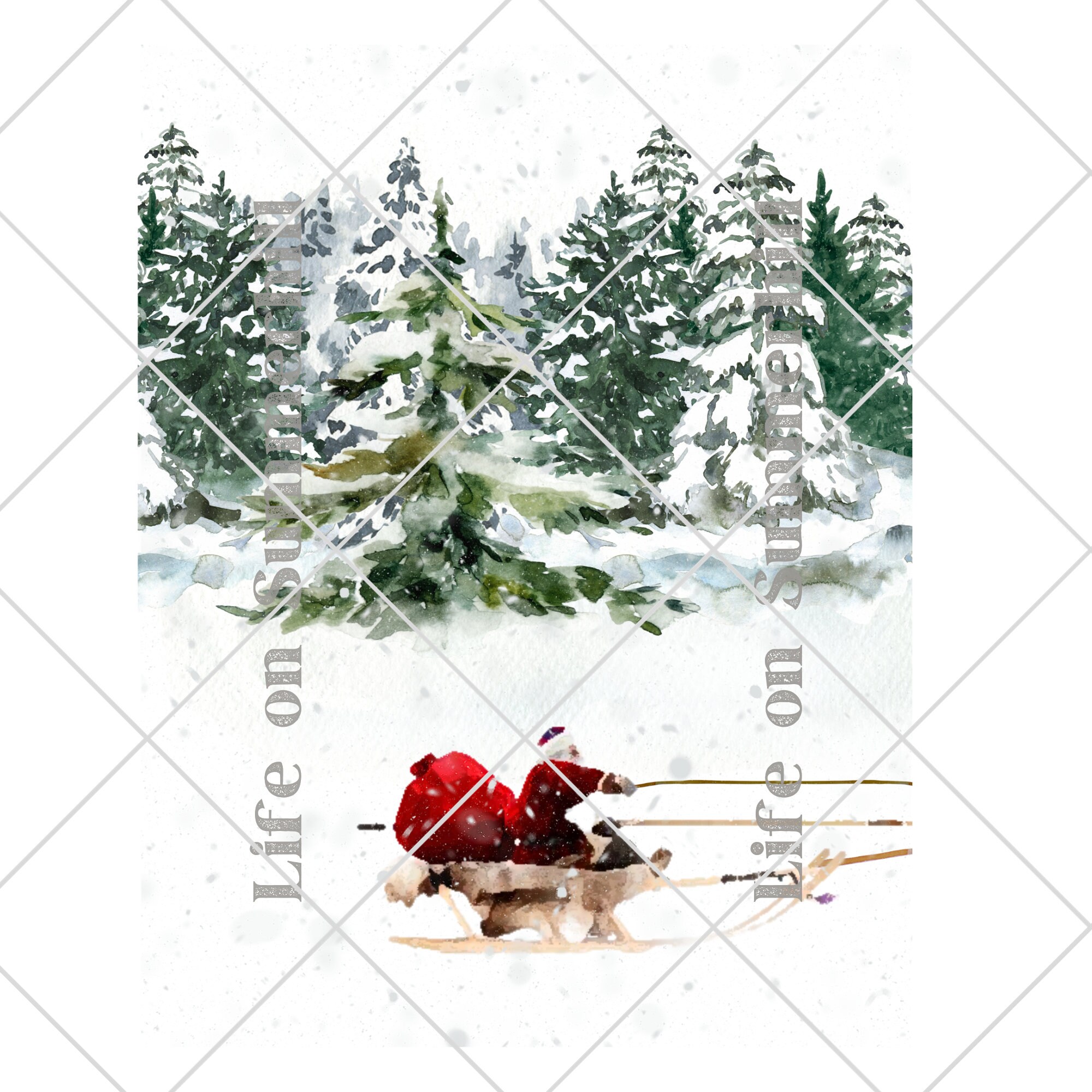 Santa Claus Reindeer Sleigh Set of 3 Printable Wall Art Christmas ...