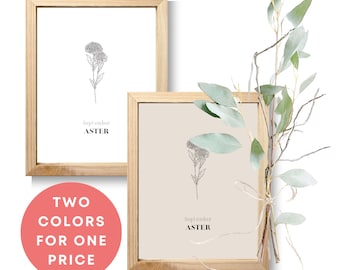 September geboorte bloem afdrukbare muurkunst, set van 2 botanische print, minimalistisch bloemendecor, geboortemaandbloem, housewarmingcadeau