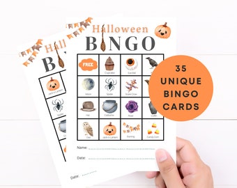 Halloween Bingo Printable | Halloween Bingo Cards Game | All Saints' Eve Games for Kids | Trick or Treat Printable Games Kids and Adults
