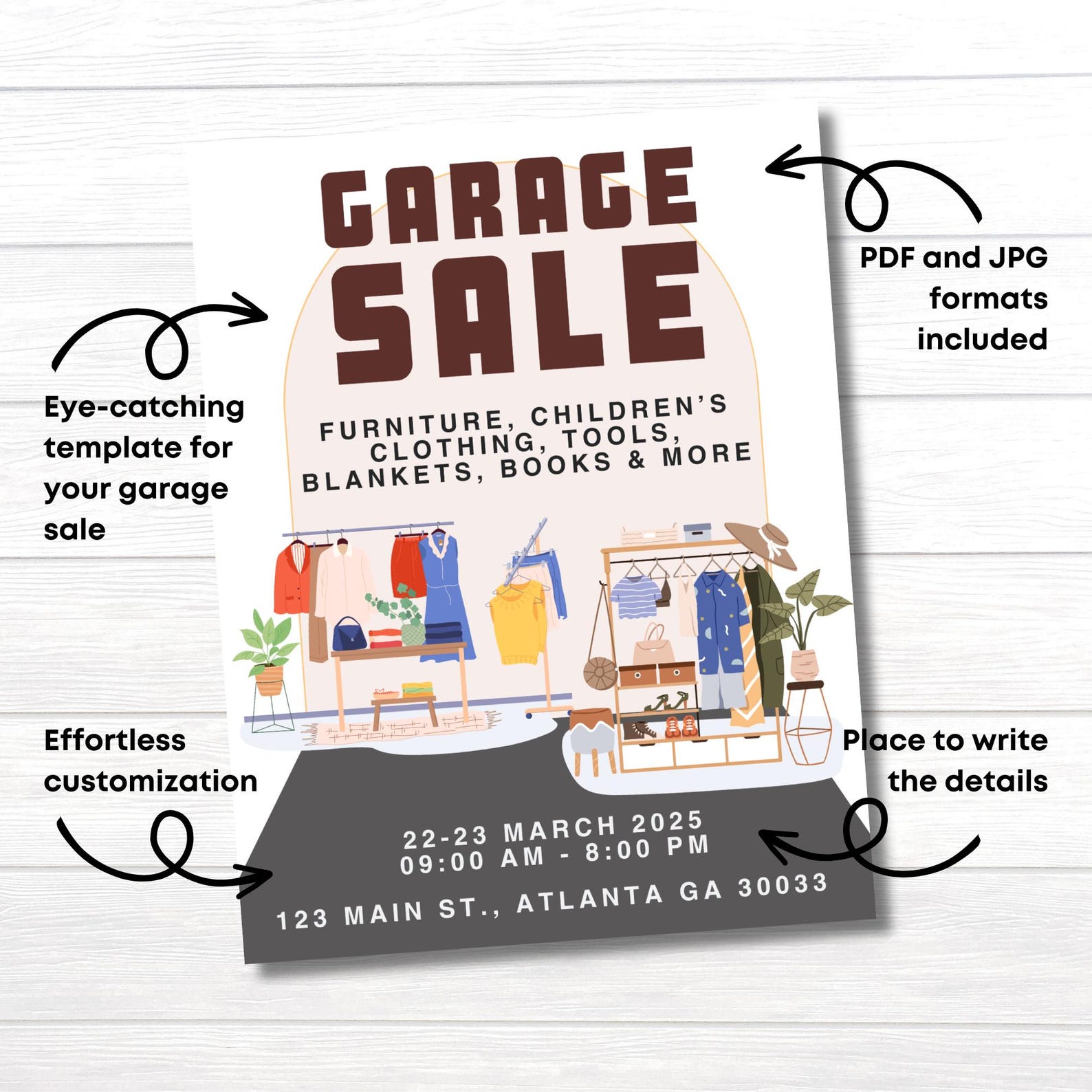 Welcome Rummage Sale Sign Editable Garage Sale Sign, Neighborhood Yard Sale Template Printable ...
