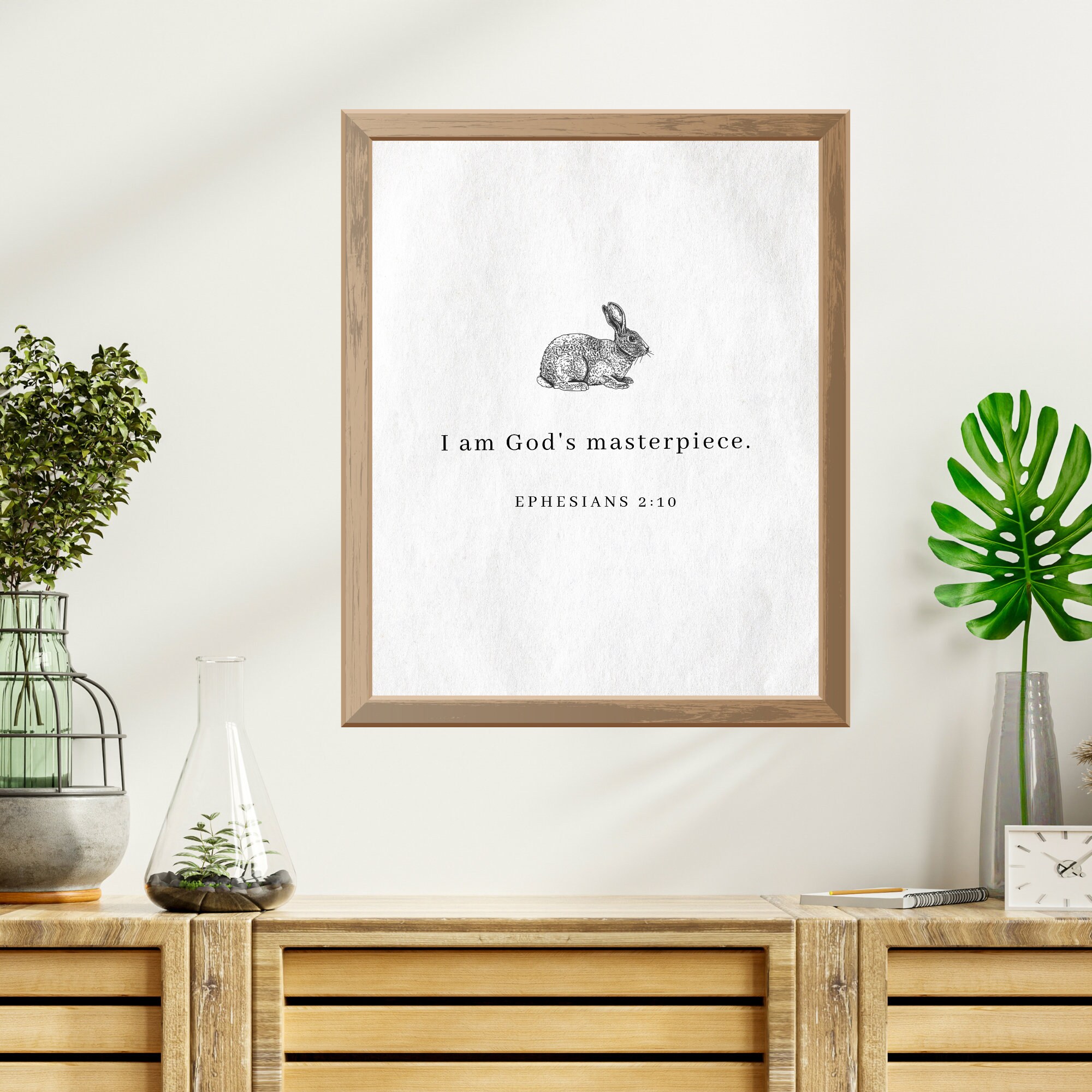 Bunny Vintage Illustration Print Spiritual Bible Verse Scripture Quote ...