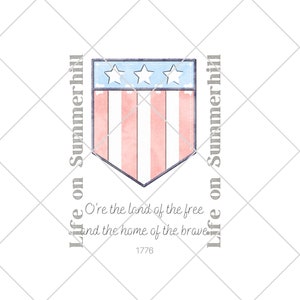 O're The Land of the Free and The Home of the Brave Watercolor Independence 1776 American Patriotic USA Wall Art Decor Digital Printable image 2