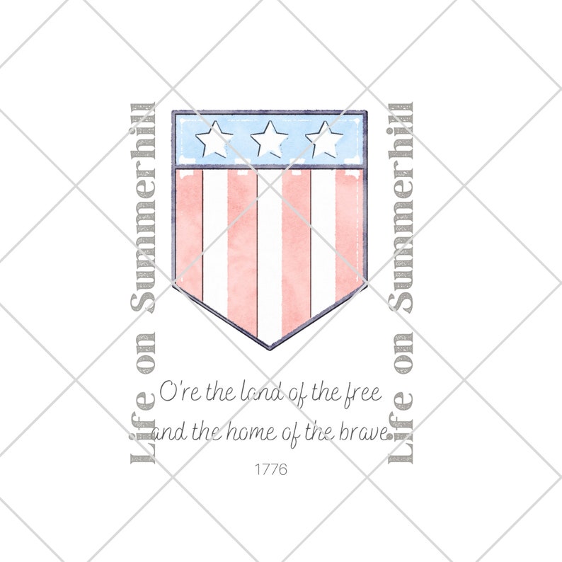 O're The Land of the Free and The Home of the Brave Watercolor Independence 1776 American Patriotic USA Wall Art Decor Digital Printable image 2