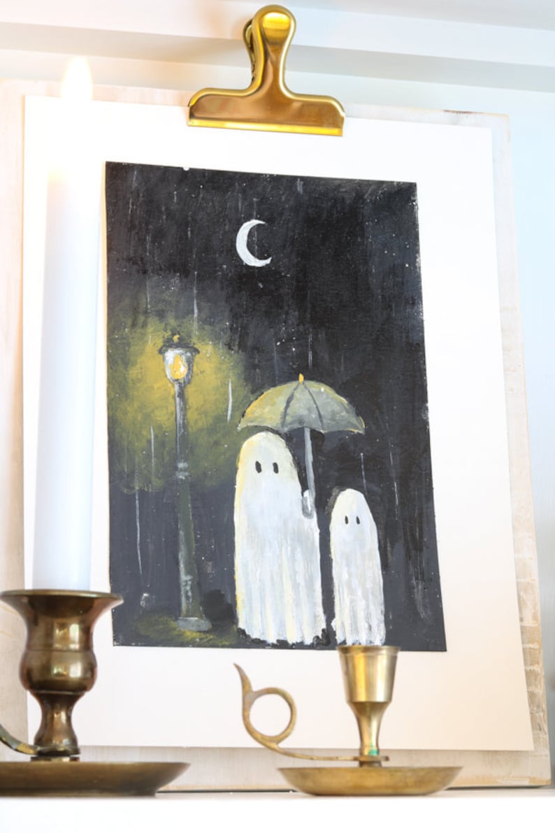 Hand Painted Halloween Ghost Art Digitalize Design Halloween Rainy