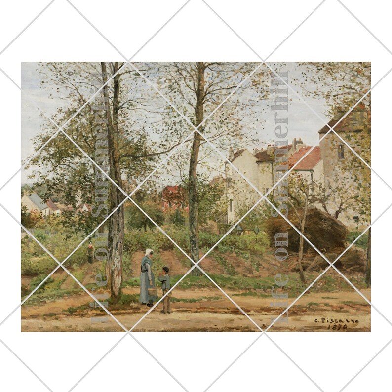 Fall Landscape Vintage Art Oil Painting Printable | Scenic Halloween Country Print | Rustic Landscape Painting Wall Art Instant Download image 2