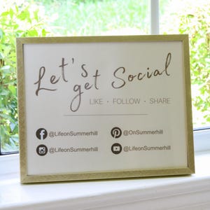 Editable Social Media Neutral Sign, Let’s Get Social Online Network Business Cards, Small Biz Branding Booth Setup, Social Handle Template