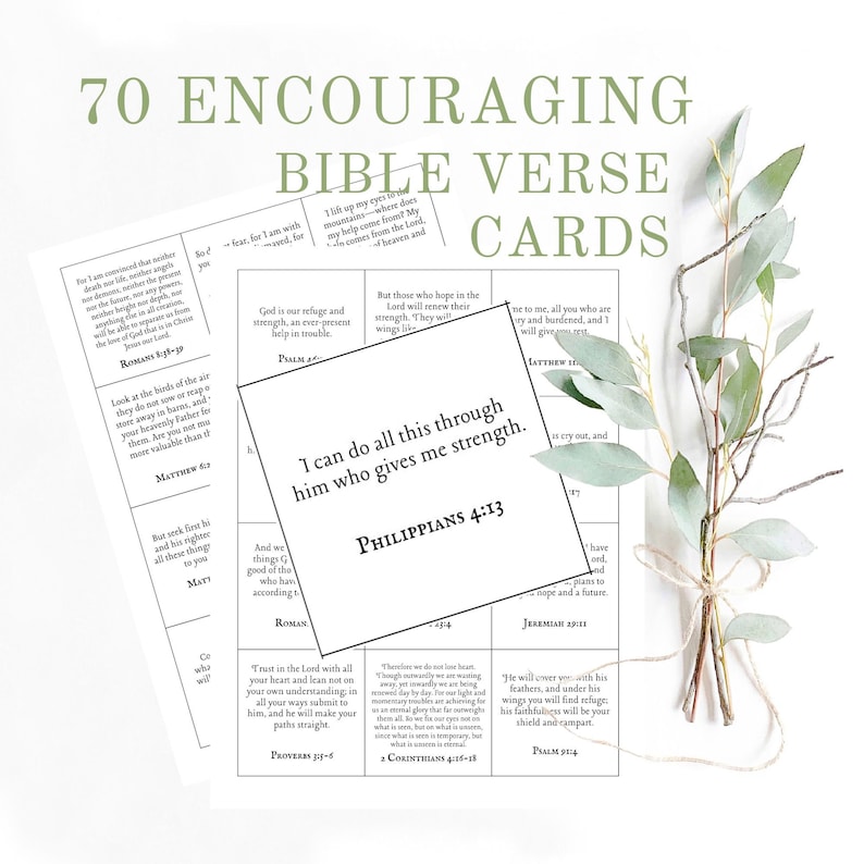 Encouraging Bible Verse Printable | 70 Inspirational Passage Cards ...