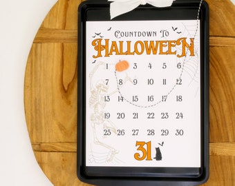 Halloween Countdown Calendar Printable | Countdown To Halloween | Days Until Halloween Sign | Halloween Advent | 31 Days of Halloween Print