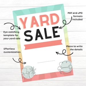 Editable Garage Sale Flyer | Personalized Yard Sale Sign Poster ...