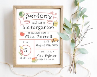 Last Day of School Printable Sign | Neutral End of School Kids Sign | Student Graduation Name Print | Last Day of School Board All Grade