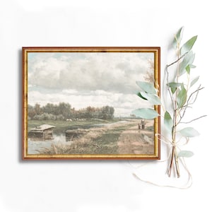 Country Road Vintage Landscape Oil Painting Country Digital Download Printable Wall Art Village Nature Antique Print Decor