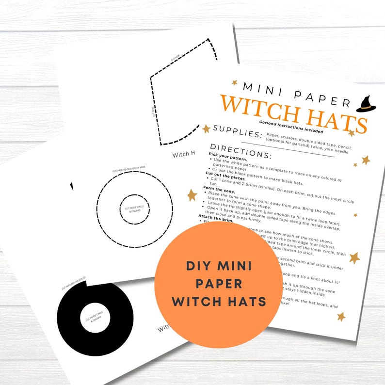Halloween witch hat wall art printable, DIY witchy craft banner, witch hat Halloween pattern, spooky Halloween garland, printable paper witch hat decor, witch hat cutout template, Halloween paper art printable, DIY witch hat cone craft, witch hat digital file, festive Halloween decor