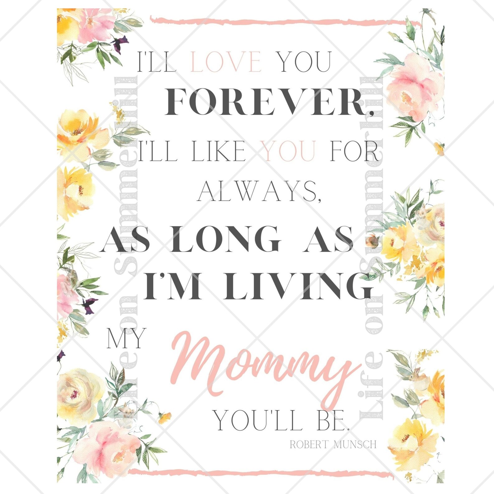 I ll Love You Forever Robert Munsch Quote Wall Art Card Etsy