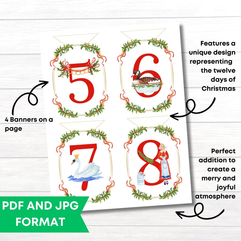 12 Days of Christmas Garland Printable Twelve Days of Christmas