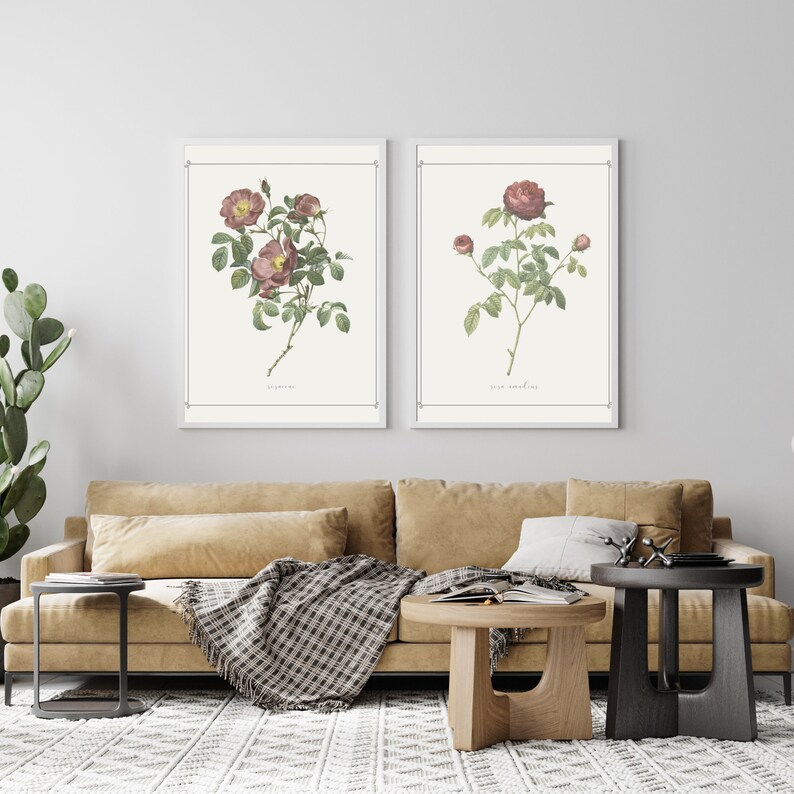 Set of 4 Printable Vintage Redoute Roses Botanical Posters Wall Art ...