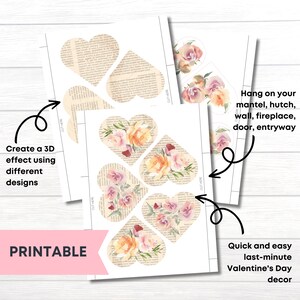 DIY Book Page Heart Garland Printable | Vintage Valentines Bunting ...