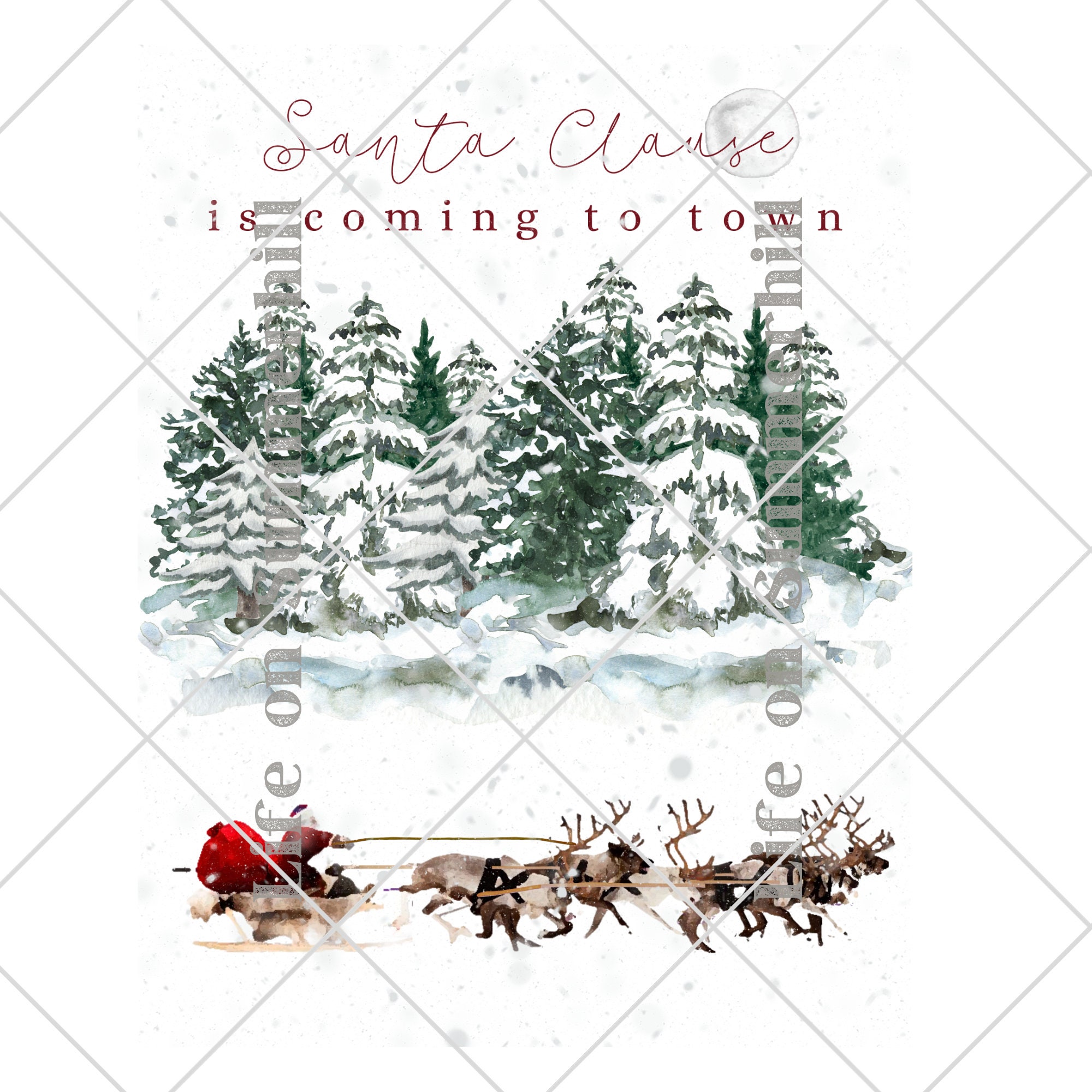 Santa Claus is Coming to Town Wall Art Printable, Vintage Christmas ...